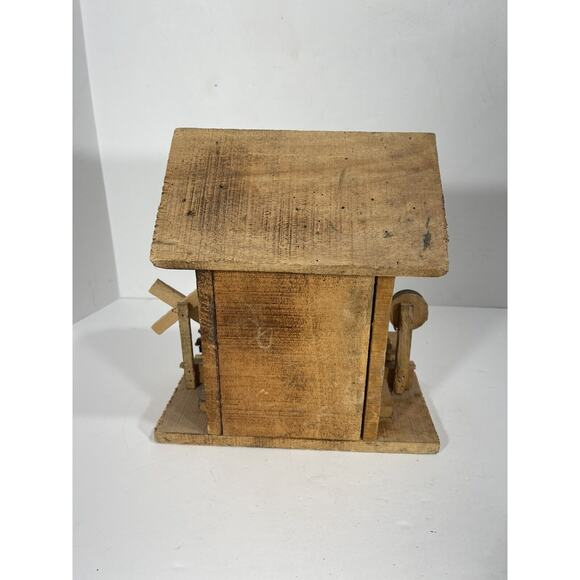 Vintage Handmade Rustic Folk Art Wooden‎ Train Station Depot Railroad Crossing - Picture 6 of 9